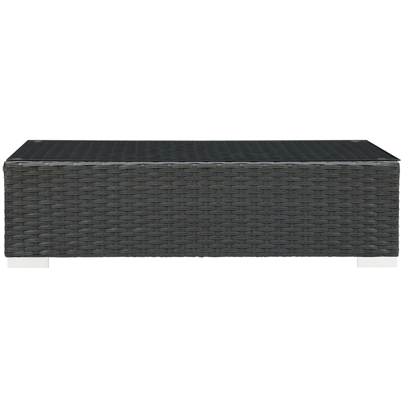 Modway Sojourn Aluminum and Rattan Patio Coffee Table in Chocolate