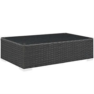 Modway Sojourn Aluminum and Rattan Patio Coffee Table in Chocolate