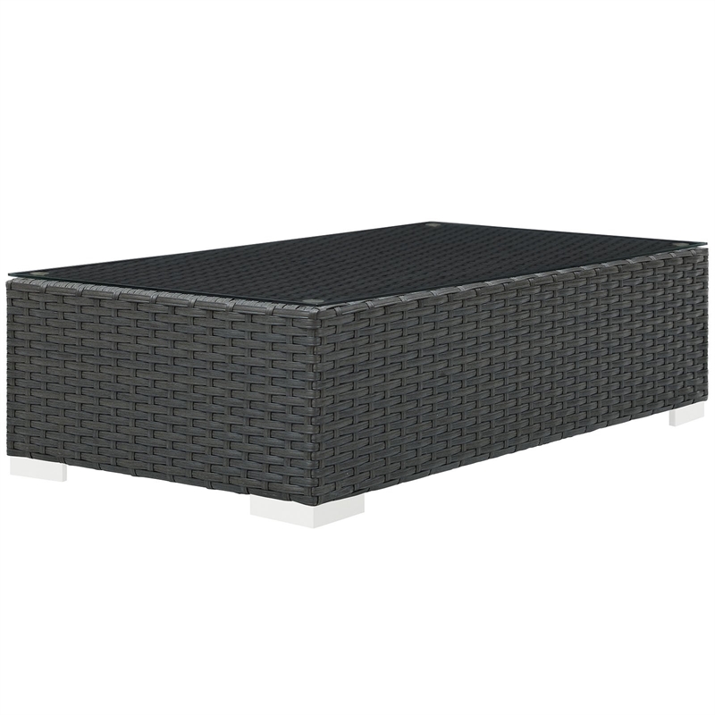 Modway Sojourn Aluminum and Rattan Patio Coffee Table in Chocolate