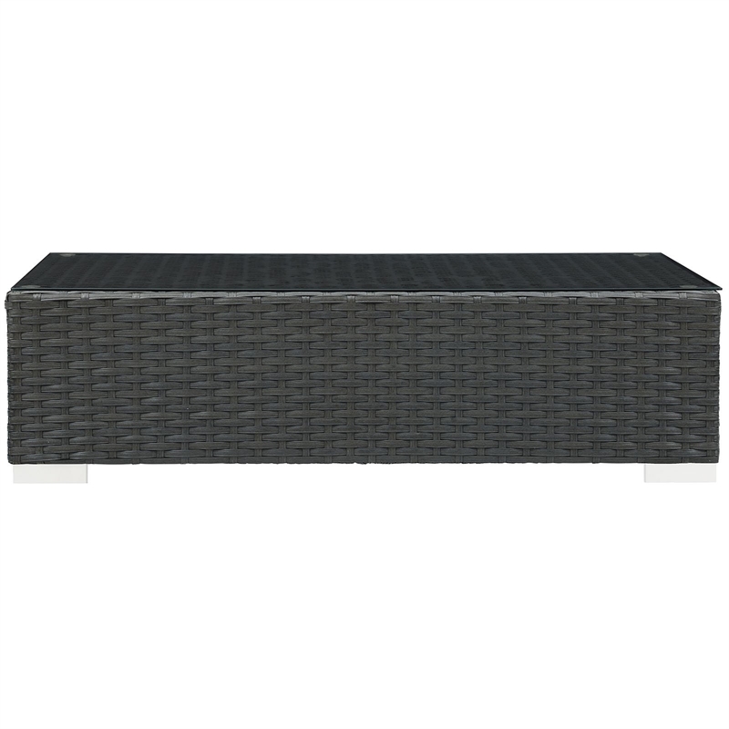 Modway Sojourn Aluminum and Rattan Patio Coffee Table in Chocolate