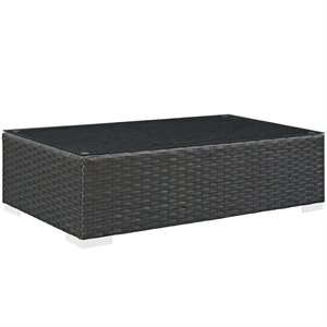 modway sojourn patio coffee table in chocolate