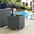 Modway Sojourn Aluminum and Rattan Patio Side Table in Chocolate