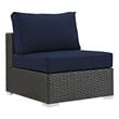 Modway Sojourn Aluminum Fabric and Rattan Patio Armless Chair in Canvas/Navy