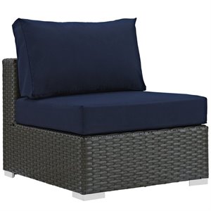 modway sojourn patio armless chair in canvas navy