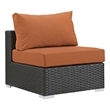 Modway Sojourn Aluminum Fabric and Rattan Patio Armless Chair in Canvas/Tuscan