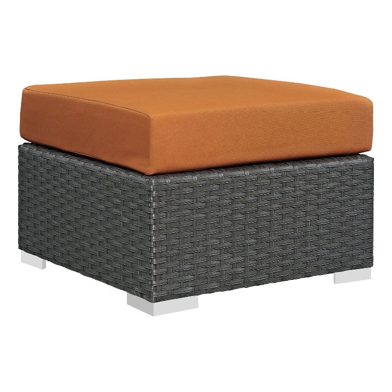 Modway Sojourn Aluminum and Rattan Patio Ottoman in Canvas/Tuscan