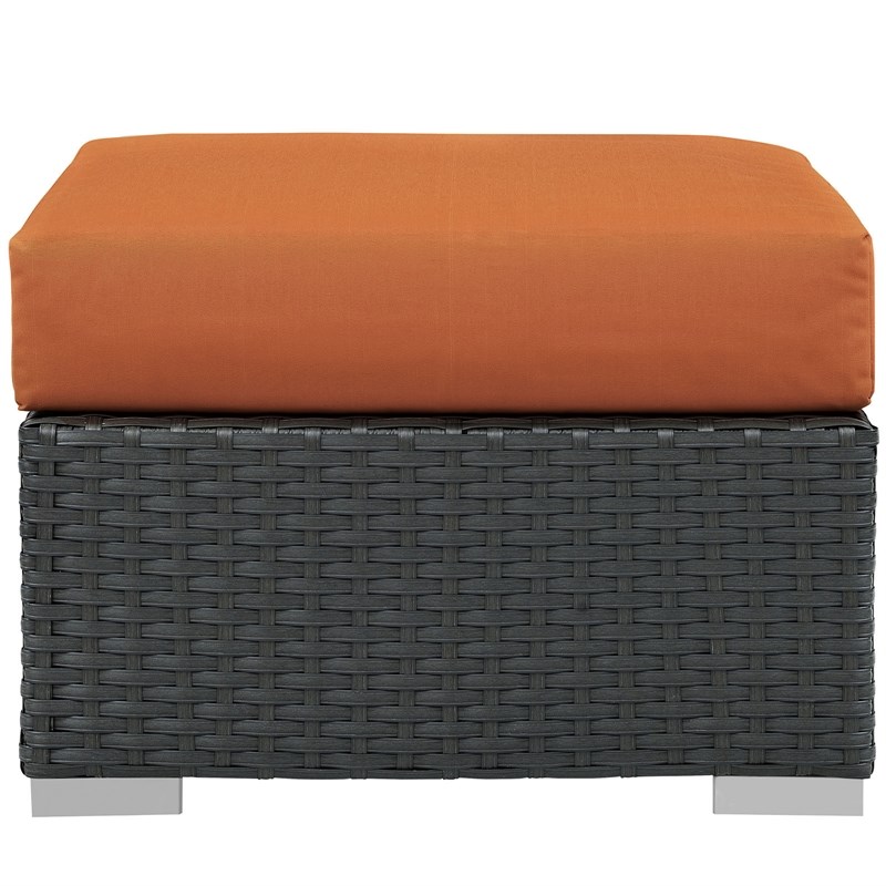 Modway Sojourn Aluminum and Rattan Patio Ottoman in Canvas/Tuscan