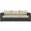 Modway Sojourn Aluminum and Rattan Patio Sofa in Canvas/Antique Beige
