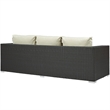 Modway Sojourn Aluminum and Rattan Patio Sofa in Canvas/Antique Beige