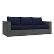Modway Sojourn Aluminum and Rattan Patio Sofa in Canvas/Navy