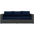 Modway Sojourn Aluminum and Rattan Patio Sofa in Canvas/Navy
