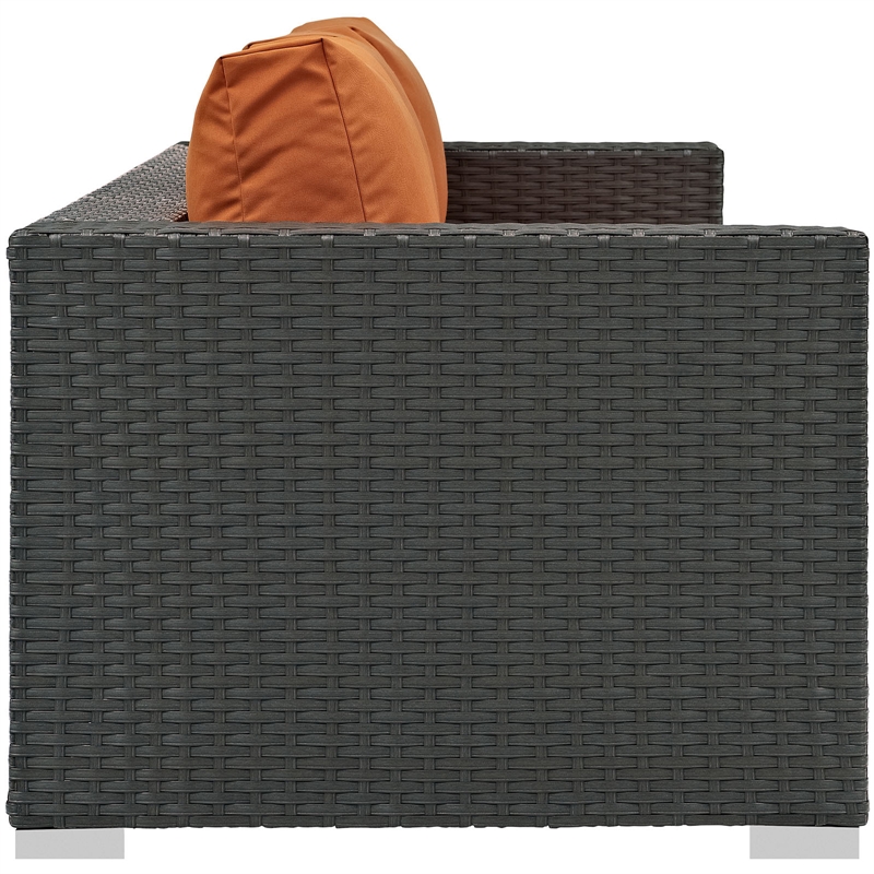 Modway Sojourn Aluminum and Rattan Patio Sofa in Canvas/Tuscan