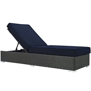 modway sojourn adjustable patio chaise lounge in canvas navy