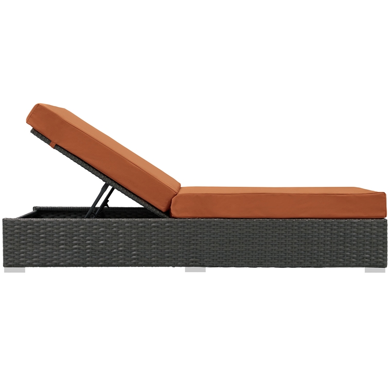 Modway Sojourn Aluminum and Rattan Patio Chaise Lounge in Canvas/Tuscan