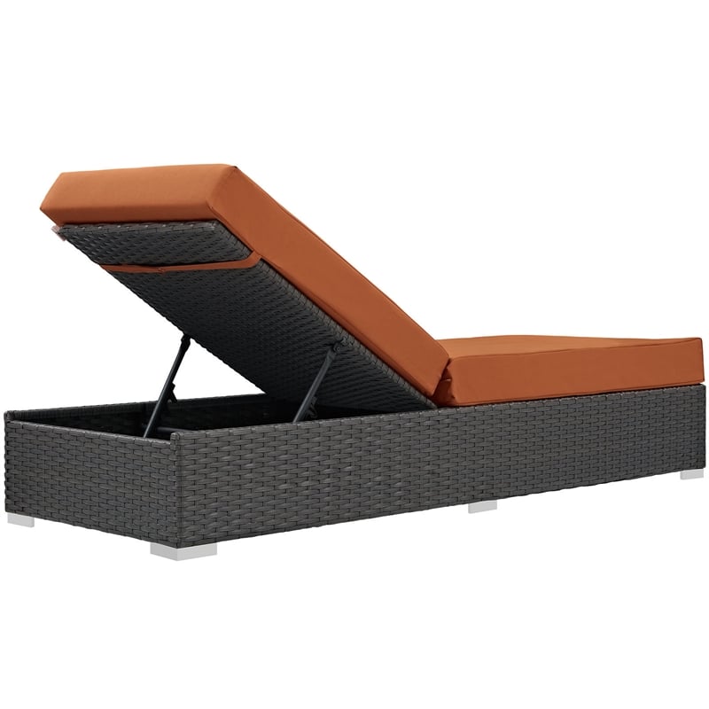 Modway Sojourn Aluminum and Rattan Patio Chaise Lounge in Canvas/Tuscan