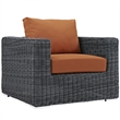 Modway Summon Aluminum Fabric and Rattan Patio Armchair in Canvas/Tuscan