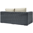 Modway Summon Aluminum and Rattan Patio Loveseat in Canvas/Beige