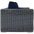 Modway Summon Aluminum and Rattan Patio Loveseat in Canvas/Navy