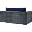 Modway Summon Aluminum and Rattan Patio Loveseat in Canvas/Navy