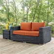 Modway Summon Aluminum and Rattan Patio Loveseat in Canvas/Tuscan