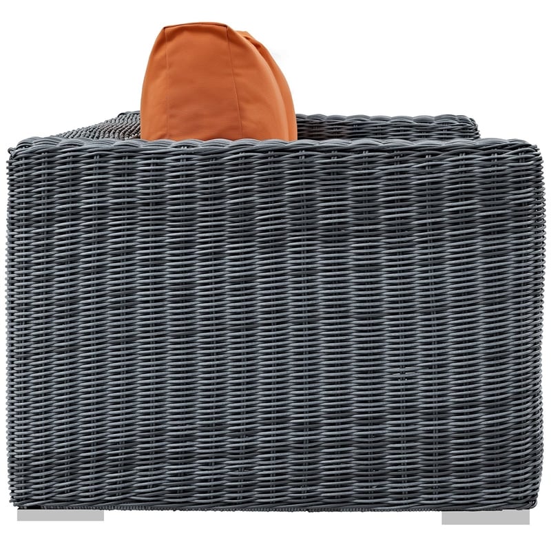 Modway Summon Aluminum and Rattan Patio Loveseat in Canvas/Tuscan