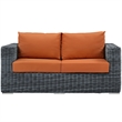 Modway Summon Aluminum and Rattan Patio Loveseat in Canvas/Tuscan
