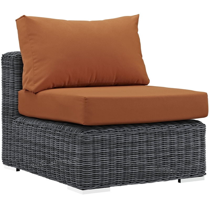Modway Summon Patio Armless Chair in Canvas Tuscan