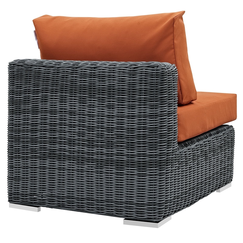 Modway Summon Patio Armless Chair in Canvas Tuscan
