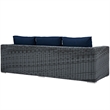 Modway Summon Modern Aluminum and Rattan Patio Sofa in Canvas/Navy