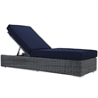 Modway Summon Aluminum and Rattan Patio Chaise Lounge in Canvas/Navy