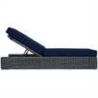 Modway Summon Aluminum and Rattan Patio Chaise Lounge in Canvas/Navy