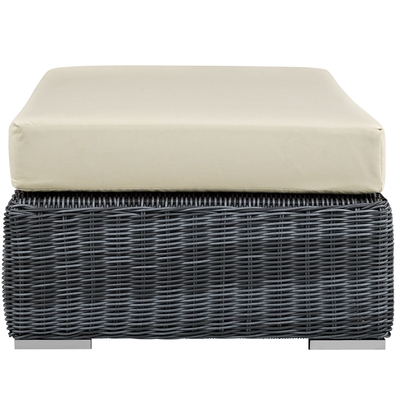 Modway Summon Patio Ottoman in Canvas Antique Beige