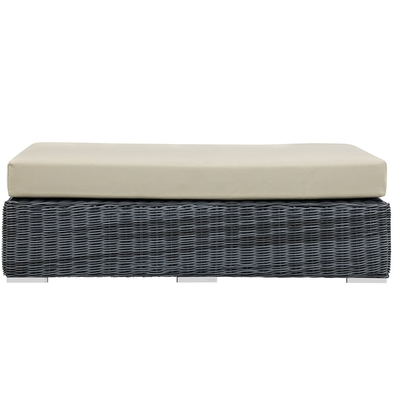 Modway Summon Patio Ottoman in Canvas Antique Beige