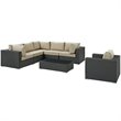 Modway Sojourn 7-Piece Aluminum Rattan Patio Sectional Set in Canvas/Beige