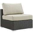 Modway Sojourn 7-Piece Aluminum Rattan Patio Sectional Set in Canvas/Beige