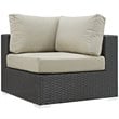 Modway Sojourn 7-Piece Aluminum Rattan Patio Sectional Set in Canvas/Beige
