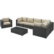 Modway Sojourn 7-Piece Aluminum Rattan Patio Sectional Set in Canvas/Beige