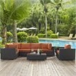 Modway Sojourn 7-Piece Aluminum Rattan Patio Sectional Set in Canvas/Tuscan