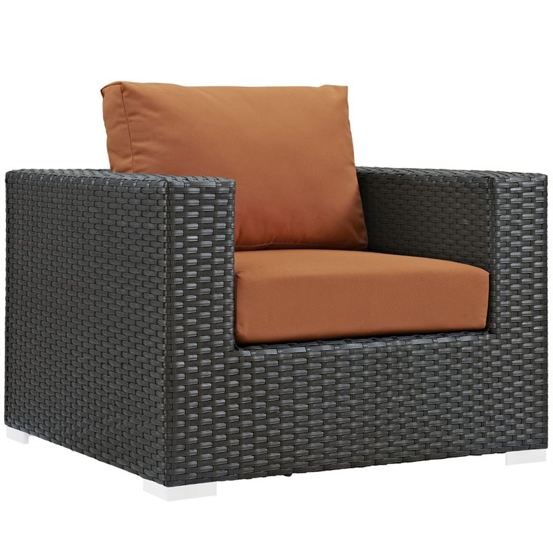 Modway Sojourn 7-Piece Aluminum Rattan Patio Sectional Set in Canvas/Tuscan