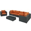 Modway Sojourn 7-Piece Aluminum Rattan Patio Sectional Set in Canvas/Tuscan