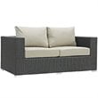 Modway Sojourn 5-Piece Aluminum Rattan Patio Sectional Set - Canvas/Beige