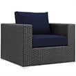 Modway Sojourn 5-Piece Aluminum Rattan Patio Sectional Set in Canvas/Navy