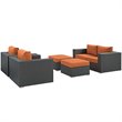 Modway Sojourn 5-Piece Aluminum Rattan Patio Sectional Set in Canvas/Tuscan