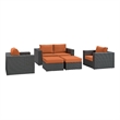 Modway Sojourn 5-Piece Aluminum Rattan Patio Sectional Set in Canvas/Tuscan