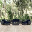 Modway Sojourn 8-Piece Aluminum and Rattan Patio Sectional Set in Canvas/Navy