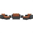 Modway Sojourn 8-Piece Aluminum and Rattan Patio Sectional Set in Canvas/Tuscan