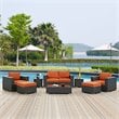 Modway Sojourn 8-Piece Aluminum and Rattan Patio Sectional Set in Canvas/Tuscan