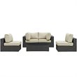 Modway Sojourn 5-Piece Aluminum Rattan Patio Sectional Set in Canvas/Beige