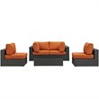 Modway Sojourn 5-Piece Aluminum and Rattan Patio Sectional Set - Canvas/Tuscan