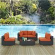 Modway Sojourn 5-Piece Aluminum and Rattan Patio Sectional Set - Canvas/Tuscan